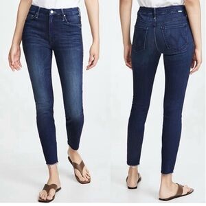 MOTHER Dark Blue Ankle & Cropped Jeans